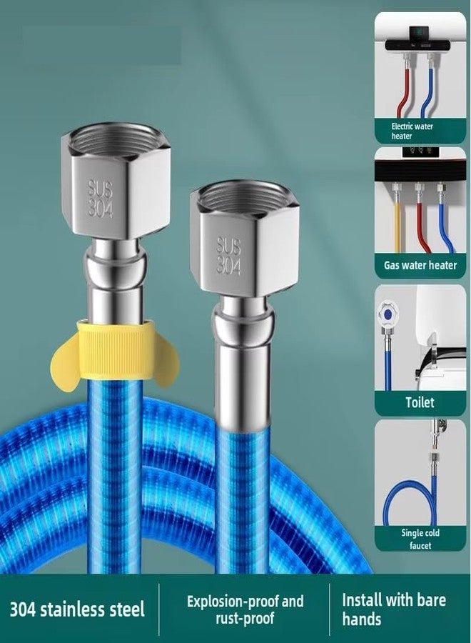 GSAINTLY® 304 Stainless Steel Water Connection Pipe Set 50cm Blue & Red | Geyser Hose Pipe | Rust-Proof, Leak-Proof, Explosion-Proof ½ Inch Pipe with for Basin, Sink, Toilet & Water Heater - Image 2